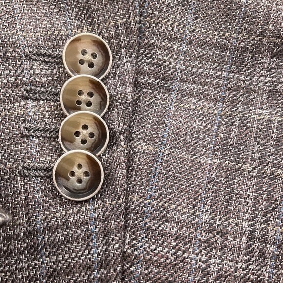 Joseph Abboud Blazer Men 40‎ Brown Blue Plaid Nova Fides Heritage Linen Jacket - Picture 5 of 15